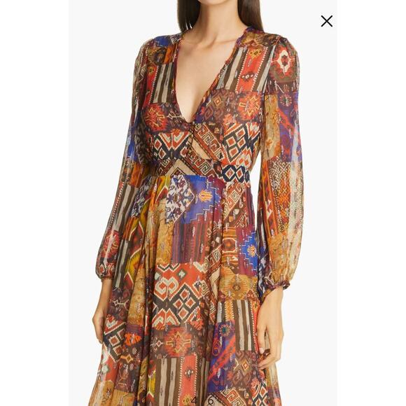 LE SUPERBE - Wo Joni Long Sleeve Maxi Dress - Tapestry Patchwork - size 4 (NWT) - Picture 3 of 16